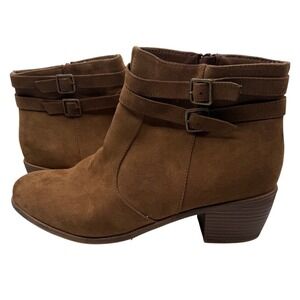 American Eagle Women 11W Brown Ankle Block Heel Boots Western Fall CowGirl Boho